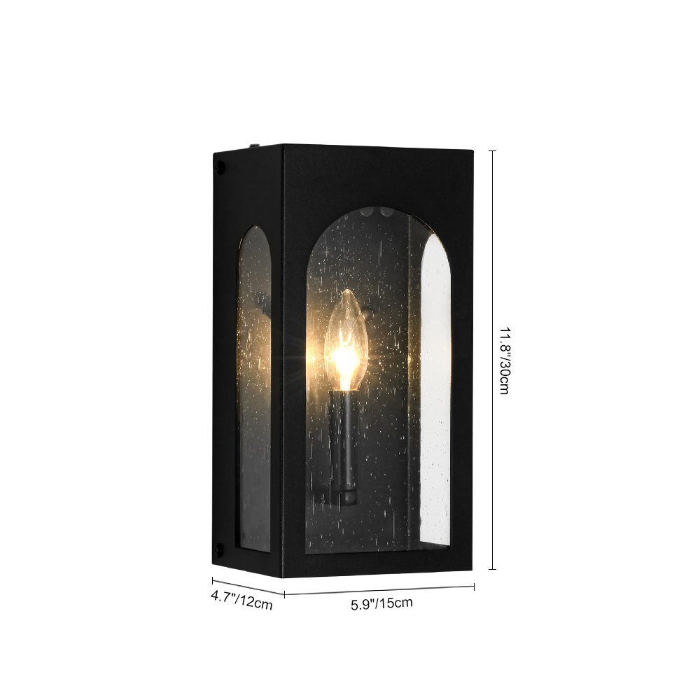 Farmhouze Light-1-Light Black Square Glass Lantern Outdoor Wall Sconce-Wall Sconce-2 Packs-