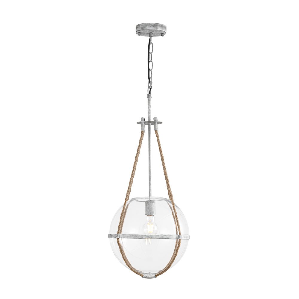Farmhouze Light - 1 - light Coastal Hemp Rope Glass Globe Pendant Light - Pendant - 1 Bulb - 