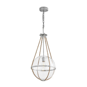 Farmhouze Light - 1 - light Coastal Hemp Rope Glass Globe Pendant Light - Pendant - 1 Bulb - 