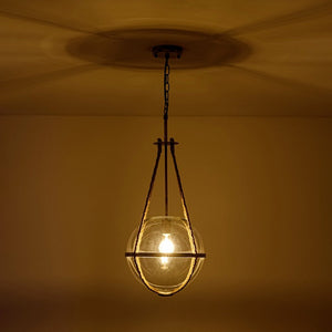 Farmhouze Light - 1 - light Coastal Hemp Rope Glass Globe Pendant Light - Pendant - 1 Bulb - 