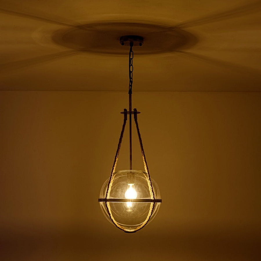 Farmhouze Light - 1 - light Coastal Hemp Rope Glass Globe Pendant Light - Pendant - 1 Bulb - 