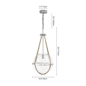 Farmhouze Light - 1 - light Coastal Hemp Rope Glass Globe Pendant Light - Pendant - 1 Bulb - 