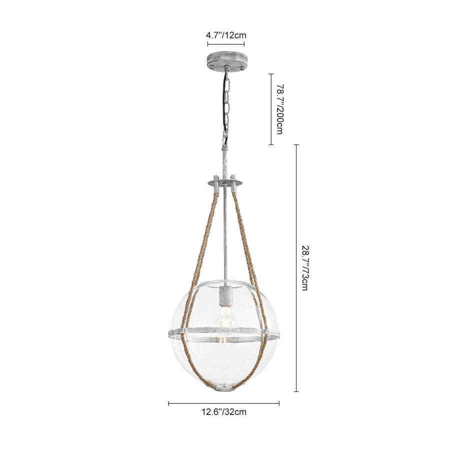 Farmhouze Light - 1 - light Coastal Hemp Rope Glass Globe Pendant Light - Pendant - 1 Bulb - 