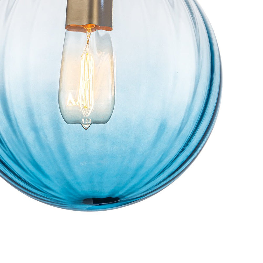 Farmhouze Light - 1 - Light Colored Tinted Ribbed Glass Globe Ceiling Light - Ceiling Light - Blue - 