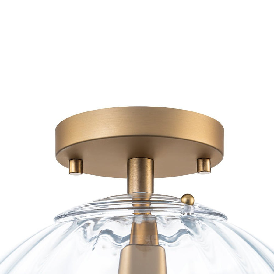 Farmhouze Light - 1 - Light Colored Tinted Ribbed Glass Globe Ceiling Light - Ceiling Light - Blue - 