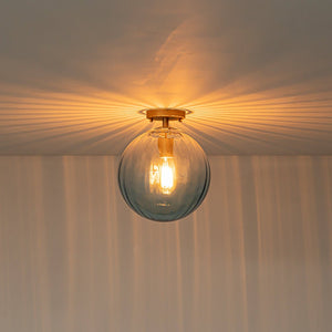 Farmhouze Light - 1 - Light Colored Tinted Ribbed Glass Globe Ceiling Light - Ceiling Light - Blue - 
