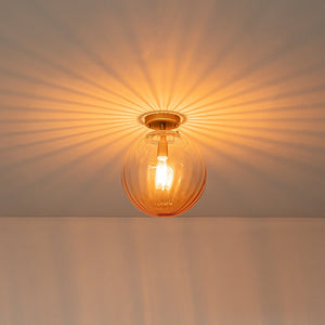Farmhouze Light - 1 - Light Colored Tinted Ribbed Glass Globe Ceiling Light - Ceiling Light - Blue - 