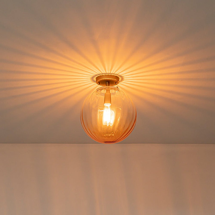 Farmhouze Light - 1 - Light Colored Tinted Ribbed Glass Globe Ceiling Light - Ceiling Light - Blue - 