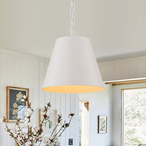 Farmhouze Light - 1 - Light Danish Simple Metal White Pendant Light - Pendant - Bell Shade - 