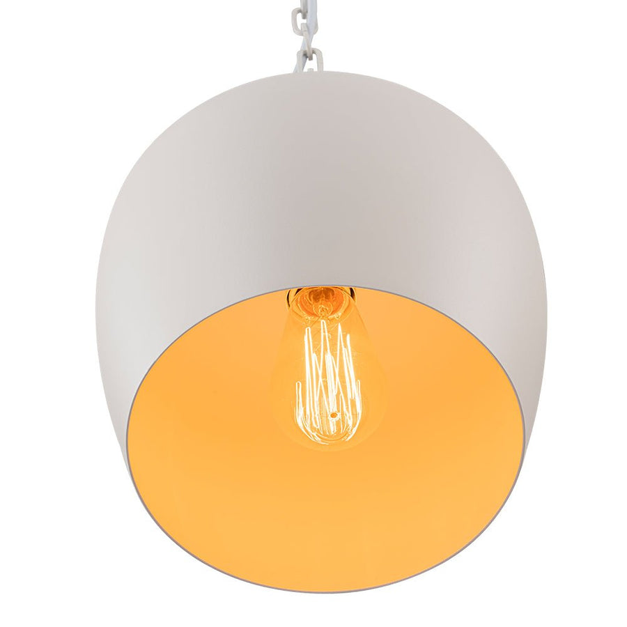 Farmhouze Light - 1 - Light Danish Simple Metal White Pendant Light - Pendant - Bell Shade - 