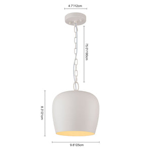 Farmhouze Light - 1 - Light Danish Simple Metal White Pendant Light - Pendant - Bell Shade - 