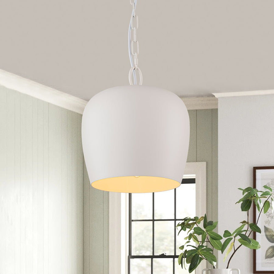 Farmhouze Light - 1 - Light Danish Simple Metal White Pendant Light - Pendant - Bell Shade - 