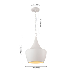 Farmhouze Light - 1 - Light Danish Simple Metal White Pendant Light - Pendant - Bell Shade - 