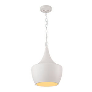 Farmhouze Light - 1 - Light Danish Simple Metal White Pendant Light - Pendant - Teardrop Shade - 