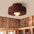 Load image into Gallery viewer, Farmhouze Light - 1 - Light Deep Red Drum Resin Semi Flush Mount - Ceiling Light - Red - 
