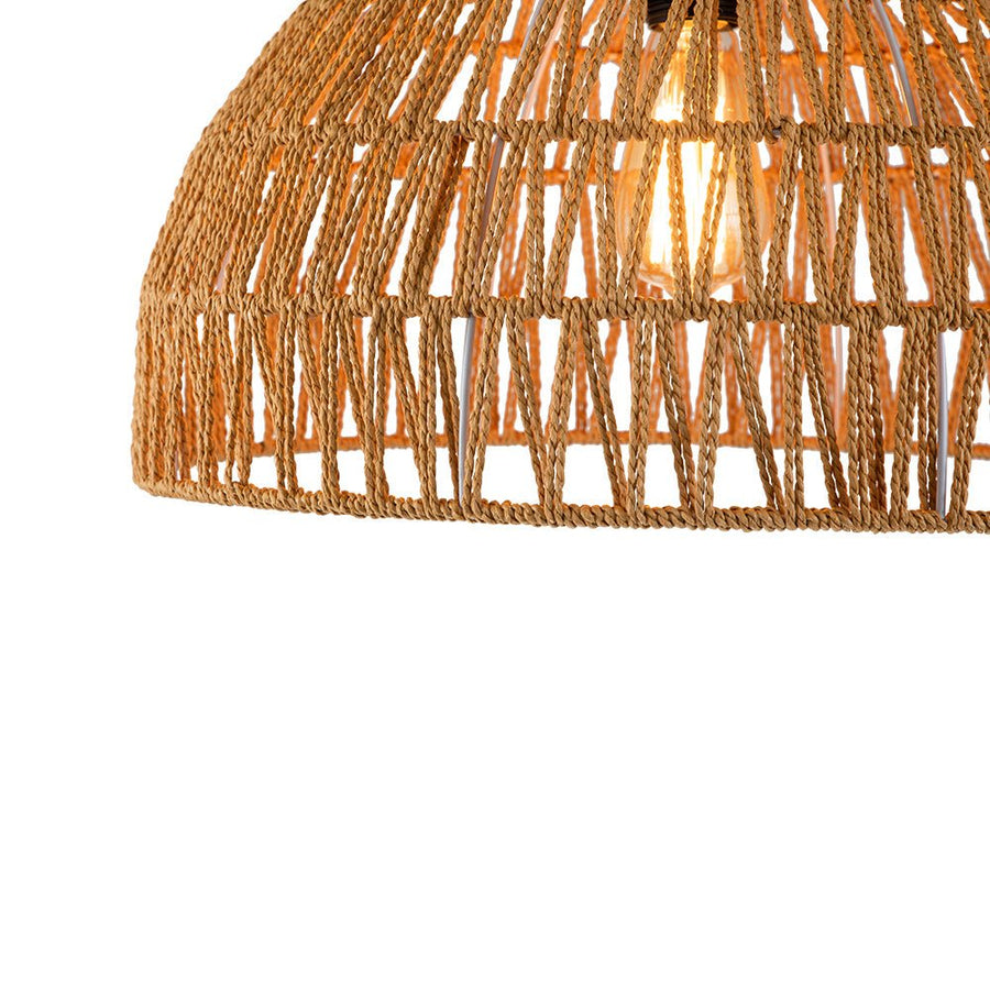 Rustic Rope Central Light 1-Light Rustic Boho Woven Rope Dome Pendant Light | Farmhouze Light