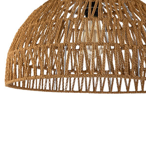 Farmhouze Light - 1 - Light Rustic Boho Woven Rope Dome Pendant Light - Pendant - Medium - White