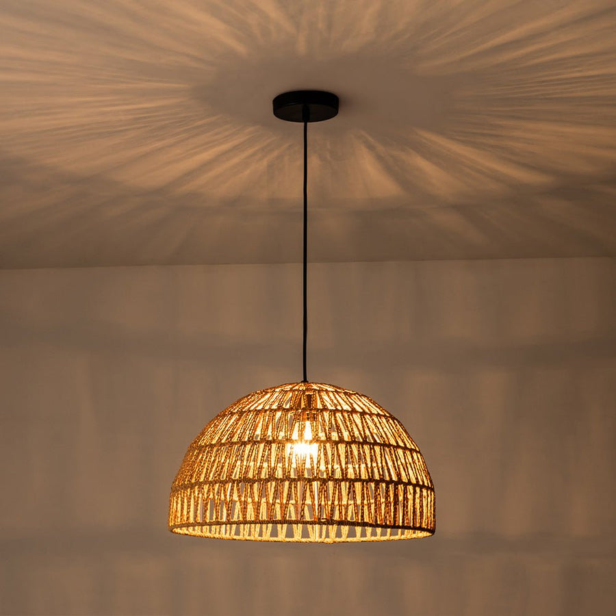 Mini Rope Pendant 1-Light Rustic Boho Woven Rope Dome Pendant Light | Farmhouze Light