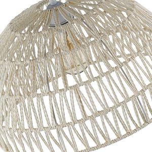 Farmhouze Light - 1 - Light Rustic Boho Woven Rope Dome Pendant Light - Pendant - Medium - White