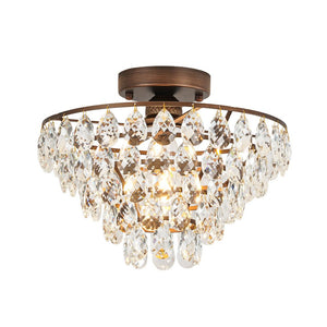 Farmhouze Light - 1 - Light Tiered Sparkle Crystal Accented Semi Flush Mount - Chandelier - Oil - Rubbed Bronze - 