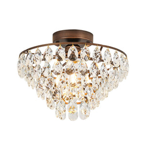 Farmhouze Light - 1 - Light Tiered Sparkle Crystal Accented Semi Flush Mount - Chandelier - Oil - Rubbed Bronze - 