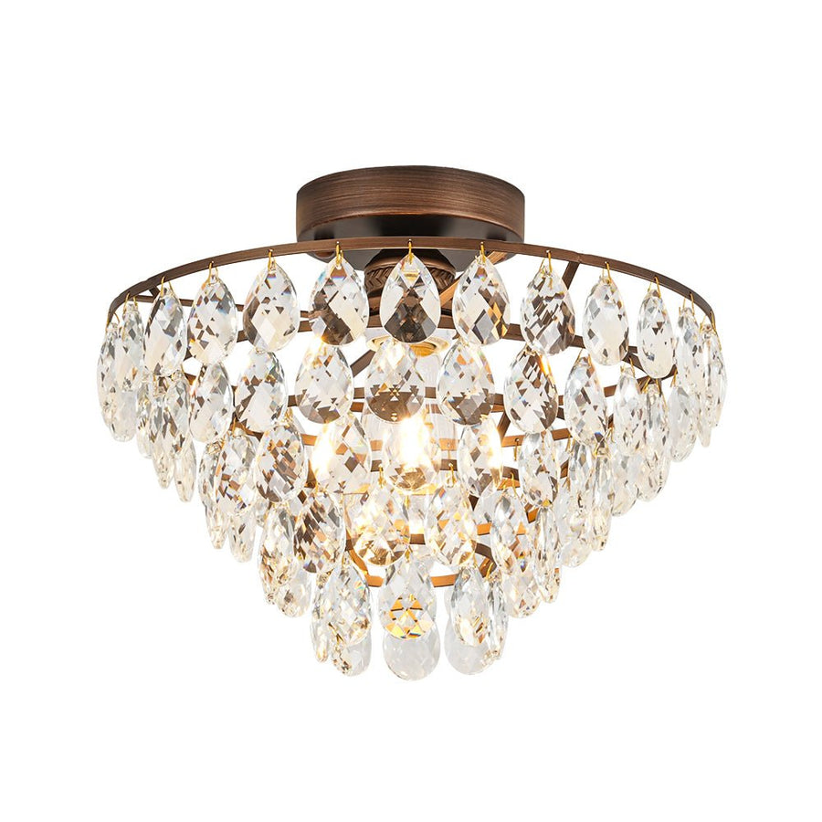 Farmhouze Light - 1 - Light Tiered Sparkle Crystal Accented Semi Flush Mount - Chandelier - Oil - Rubbed Bronze - 