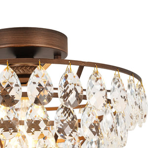 Farmhouze Light - 1 - Light Tiered Sparkle Crystal Accented Semi Flush Mount - Chandelier - Oil - Rubbed Bronze - 