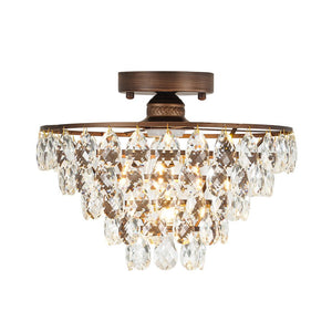 Farmhouze Light - 1 - Light Tiered Sparkle Crystal Accented Semi Flush Mount - Chandelier - Oil - Rubbed Bronze - 