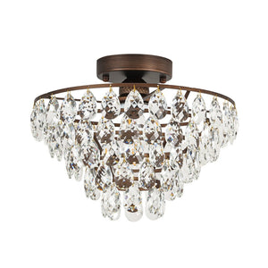 Farmhouze Light - 1 - Light Tiered Sparkle Crystal Accented Semi Flush Mount - Chandelier - Oil - Rubbed Bronze - 