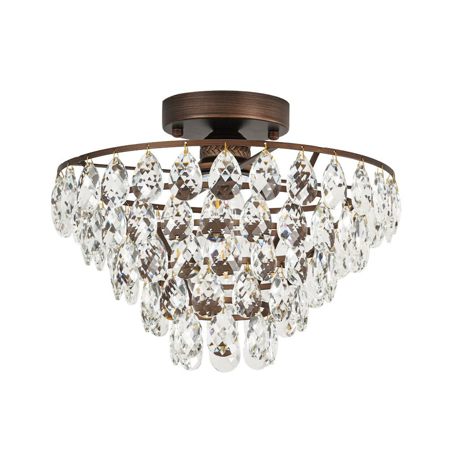 Farmhouze Light - 1 - Light Tiered Sparkle Crystal Accented Semi Flush Mount - Chandelier - Oil - Rubbed Bronze - 