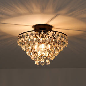 Farmhouze Light - 1 - Light Tiered Sparkle Crystal Accented Semi Flush Mount - Chandelier - Oil - Rubbed Bronze - 