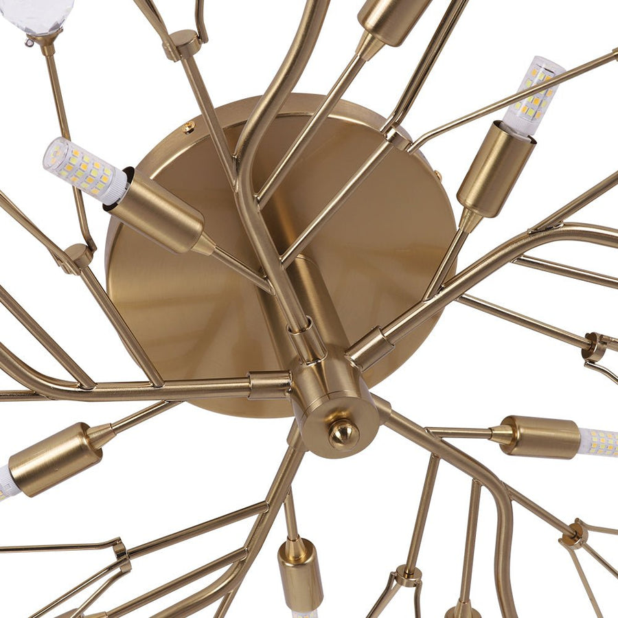 Farmhouze Light - 10 - Light Brass Crystal Sputnik Semi Flush Mount Ceiling Light - Ceiling Light - Brass - 