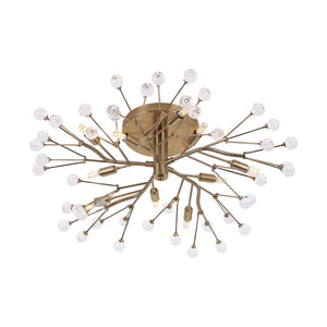 Farmhouze Light - 10 - Light Brass Crystal Sputnik Semi Flush Mount Ceiling Light - Ceiling Light - Brass - 
