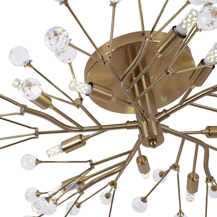 Farmhouze Light - 10 - Light Brass Crystal Sputnik Semi Flush Mount Ceiling Light - Ceiling Light - Brass - 