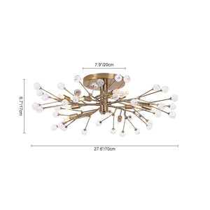 Farmhouze Light - 10 - Light Brass Crystal Sputnik Semi Flush Mount Ceiling Light - Ceiling Light - Brass - 