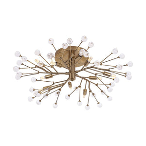 Farmhouze Light - 10 - Light Brass Crystal Sputnik Semi Flush Mount Ceiling Light - Ceiling Light - Brass - 