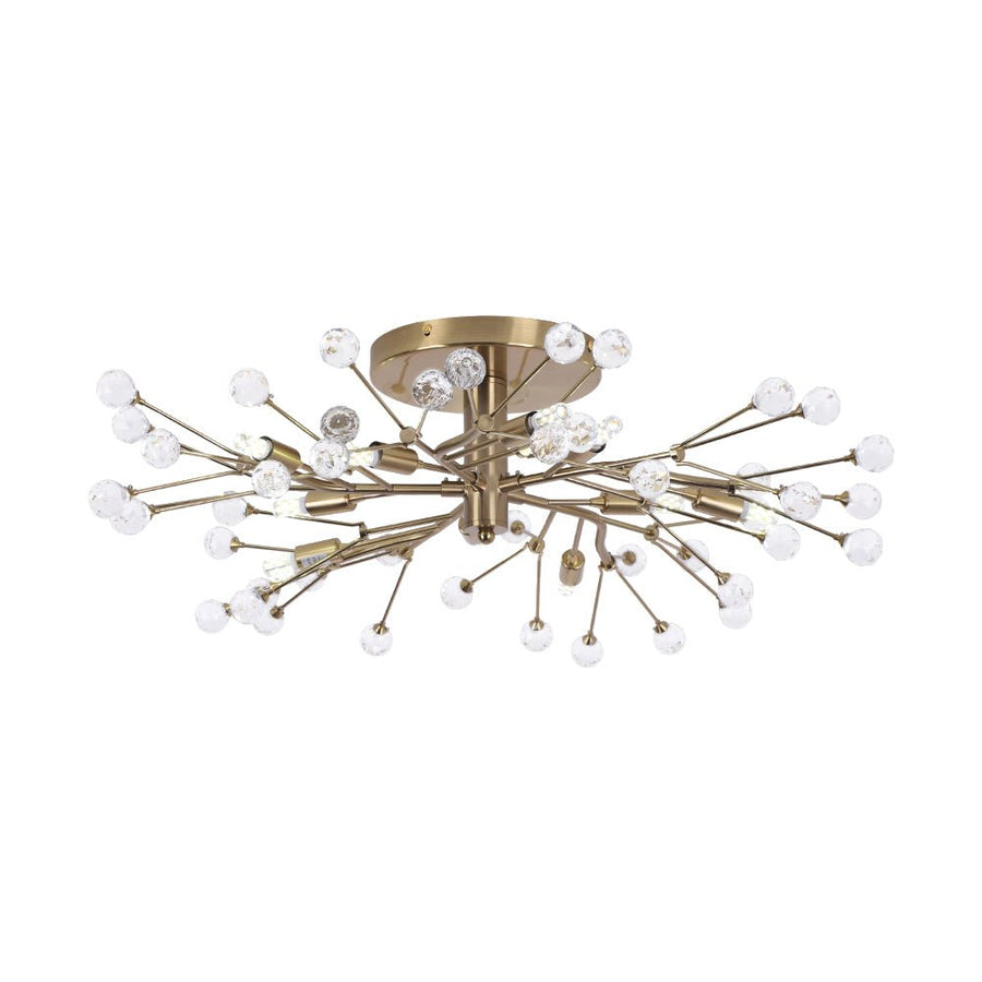 Farmhouze Light - 10 - Light Brass Crystal Sputnik Semi Flush Mount Ceiling Light - Ceiling Light - Brass - 