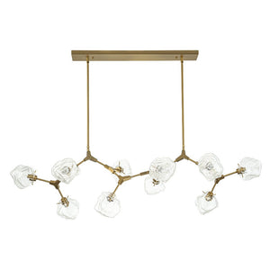 Farmhouze Light - 10 - Light Glass Ice Brass Branching Kitchen Island Pendant - Chandelier - 10 - Light - Brass