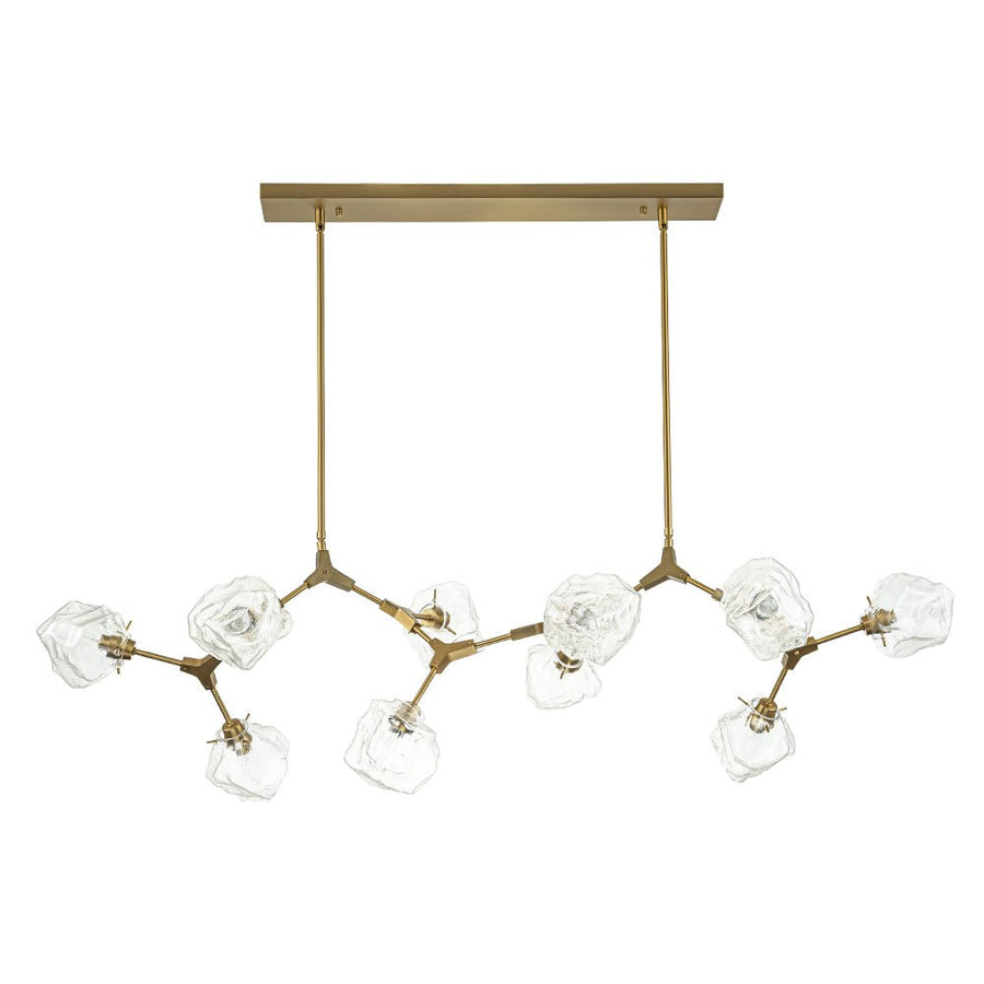 Farmhouze Light - 10 - Light Glass Ice Brass Branching Kitchen Island Pendant - Chandelier - 10 - Light - Brass