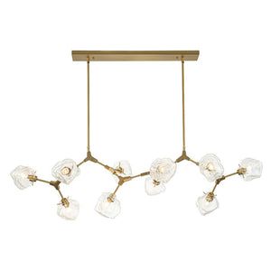 Farmhouze Light - 10 - Light Glass Ice Brass Branching Kitchen Island Pendant - Chandelier - 10 - Light - Brass