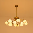 Load image into Gallery viewer, Farmhouze Light-12-Light Tiered Frosted Glass Bubble Brass Sputnik Chandelier-Chandelier-Brass-
