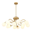 Load image into Gallery viewer, Farmhouze Light-12-Light Tiered Frosted Glass Bubble Brass Sputnik Chandelier-Chandelier-Brass-
