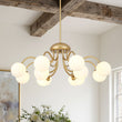 Load image into Gallery viewer, Farmhouze Light-12-Light Tiered Frosted Glass Bubble Brass Sputnik Chandelier-Chandelier-Brass-
