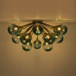 Load image into Gallery viewer, Farmhouze Light-15-Light Ombre Blue Glass Bubble Brass Sputnik Semi Flush Mount-Chandelier-36 in-
