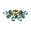 Load image into Gallery viewer, Farmhouze Light-15-Light Ombre Blue Glass Bubble Brass Sputnik Semi Flush Mount-Chandelier-36 in-
