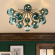 Load image into Gallery viewer, Farmhouze Light-15-Light Ombre Blue Glass Bubble Brass Sputnik Semi Flush Mount-Chandelier-36 in-
