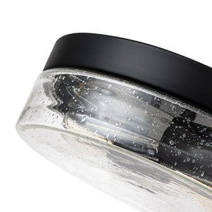 Farmhouze Light - 2 - Light Clear Seeded Glass Round Flush Mount Light - Ceiling Light - Black - 