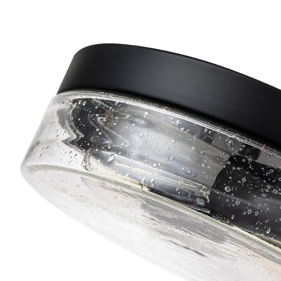Farmhouze Light - 2 - Light Clear Seeded Glass Round Flush Mount Light - Ceiling Light - Black - 