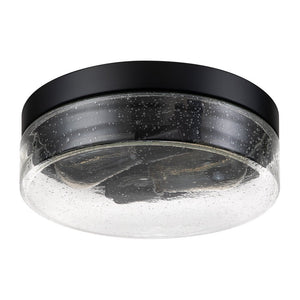 Farmhouze Light - 2 - Light Clear Seeded Glass Round Flush Mount Light - Ceiling Light - Black - 