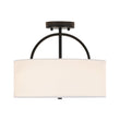 Load image into Gallery viewer, Farmhouze Light - 2 - Light Linen Drum Shade Semi Flush Ceiling Light - Ceiling Light - Black - 

